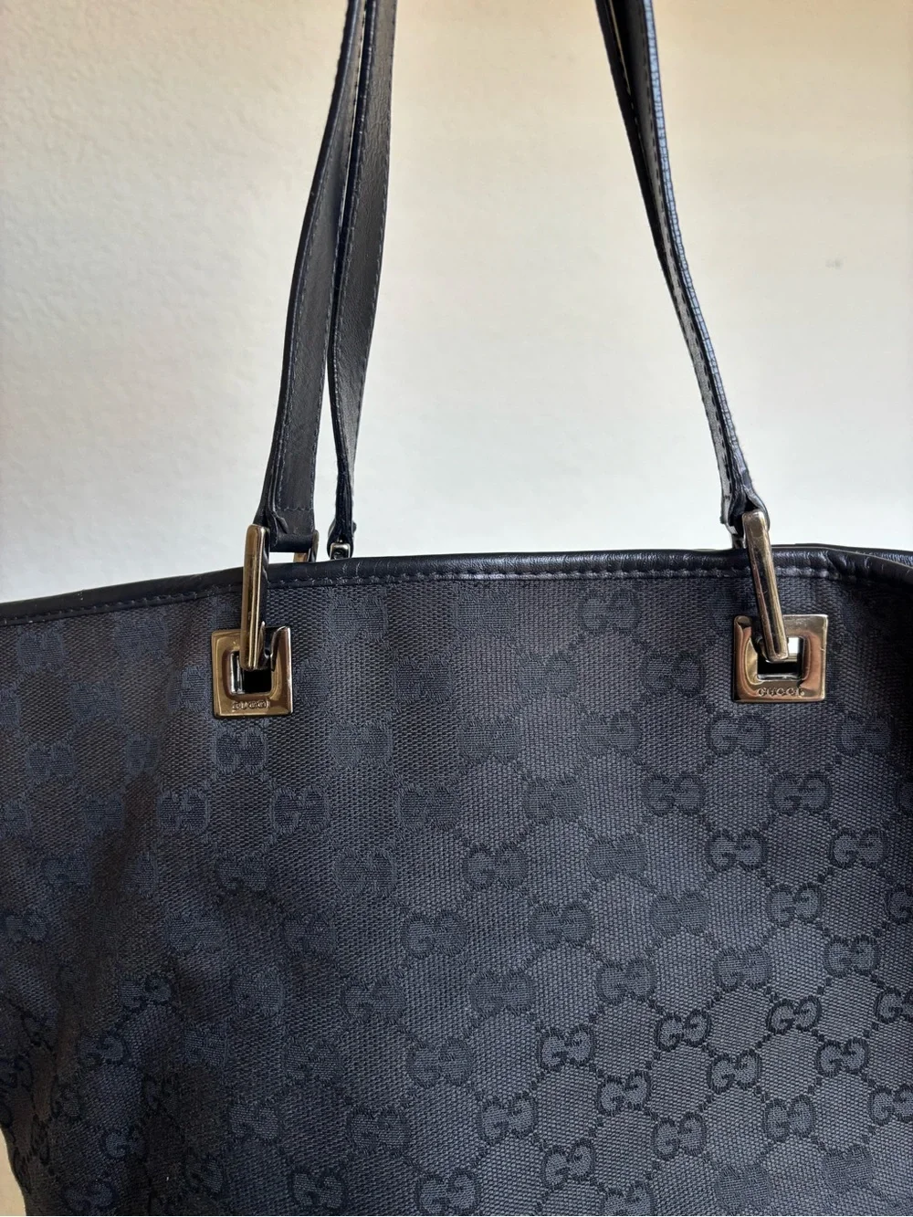 Gucci Black GG Monogram Canvas Tote